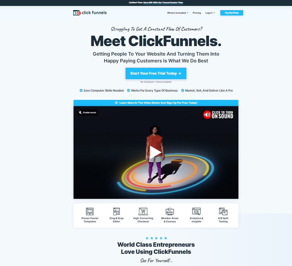 Get your FREE 14 day Clickfunnels Trial today!