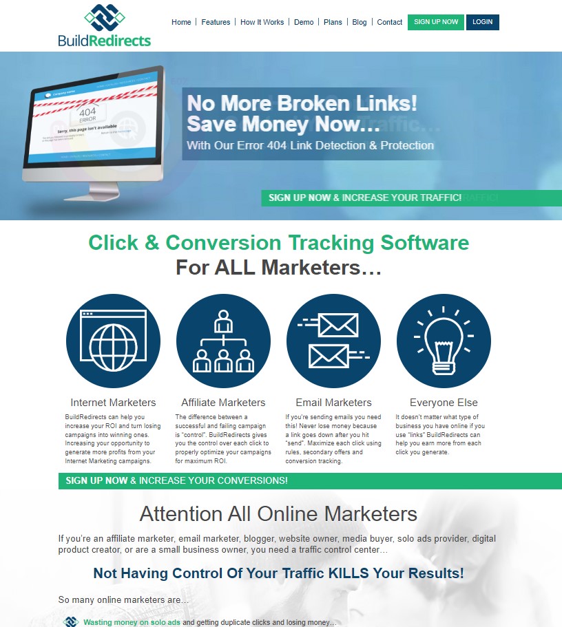 BuildRedirects Software for Link Tracking and Conversions